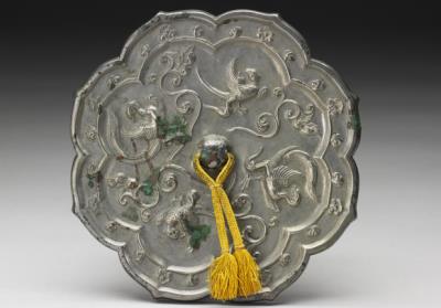 图片[2]-Foliated Bronze Mirror Decorated with Phoenixes, high Tang period, 7th to 8th century-China Archive